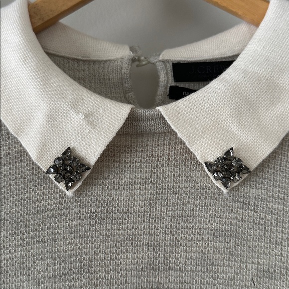 J. Crew 100% Italian Cashmere Short Sleeve Jewel Collar Sweater - Picture 3 of 8